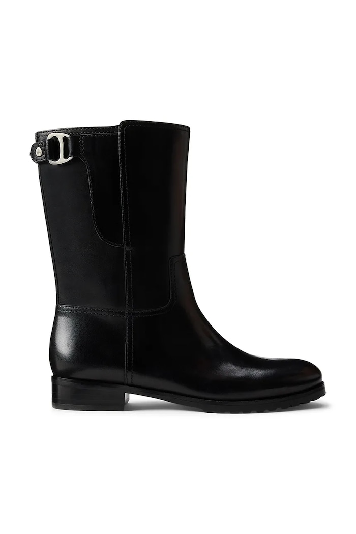 Lauren Ralph Lauren botki skórzane Tasha Mid płaski czarny 802P06251001.001