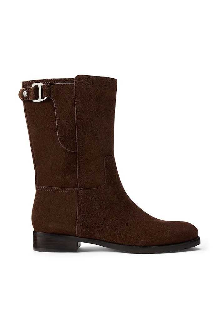 Lauren Ralph Lauren velúr bokacsizma Tasha Mid nem szigetelt barna 802980070002.200