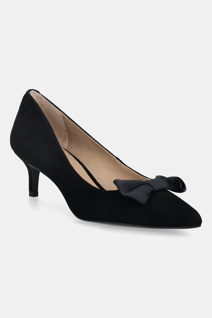 Semišové lodičky Lauren Ralph Lauren Adrienne Bow ihličkový čierna 802980116001.001