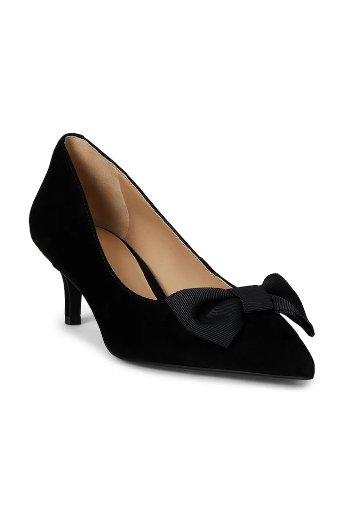 Γόβες σουέτ Lauren Ralph Lauren Adrienne Bow 802980116001.001 μαύρο AW25