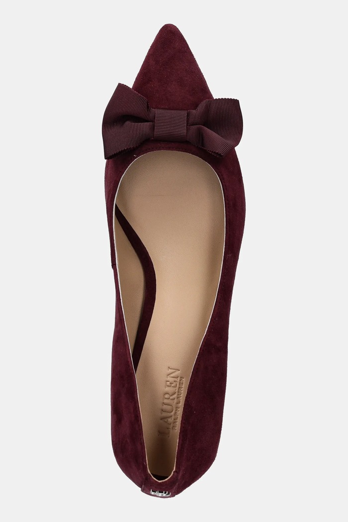Велурени обувки с тънък ток Lauren Ralph Lauren Adrienne Bow виолетов 802980116003.600