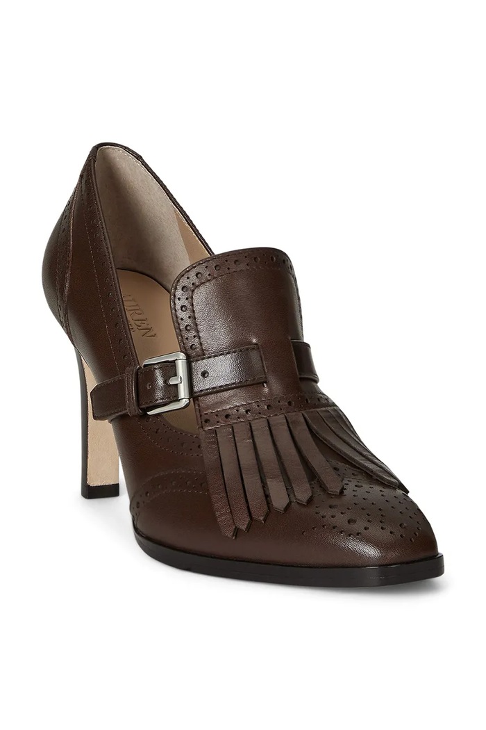 Lauren Ralph Lauren szpilki skórzane Colleen Klt 802P02364001.200 brązowy AW25