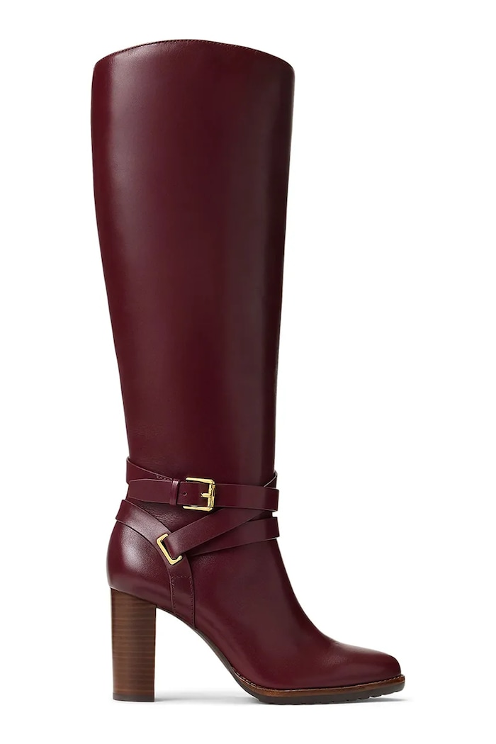 Lauren Ralph Lauren ghete de piele Cllns Tl Hl peste 8 cm burgundia 802974386003.600