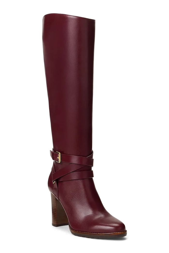 Lauren Ralph Lauren ghete de piele Cllns Tl Hl 802974386003.600 burgundia AW25