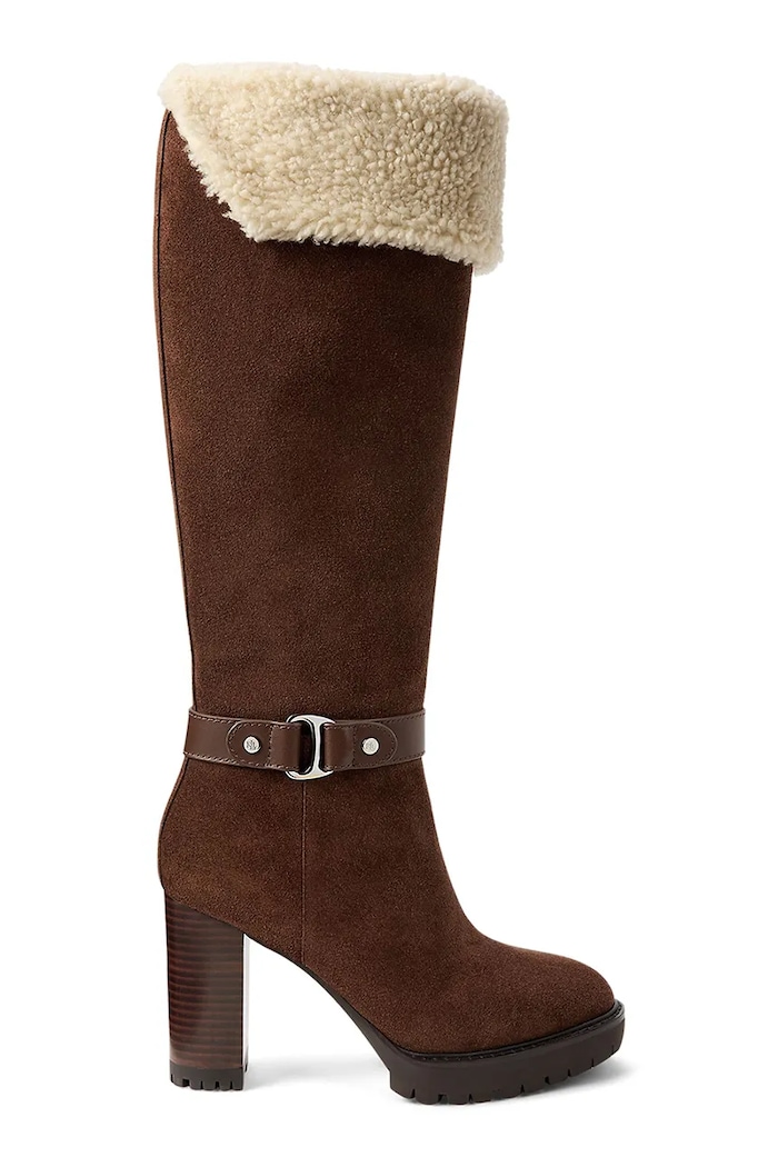 Lauren Ralph Lauren kozaki zamszowe Tasha Tl Hl słupek brązowy 802977893003.200