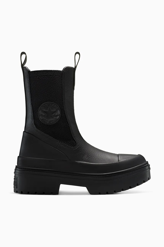 Kožené topánky chelsea Converse Chuck Taylor All Star Lugged Heel Nu usňová koža čierna A12985C
