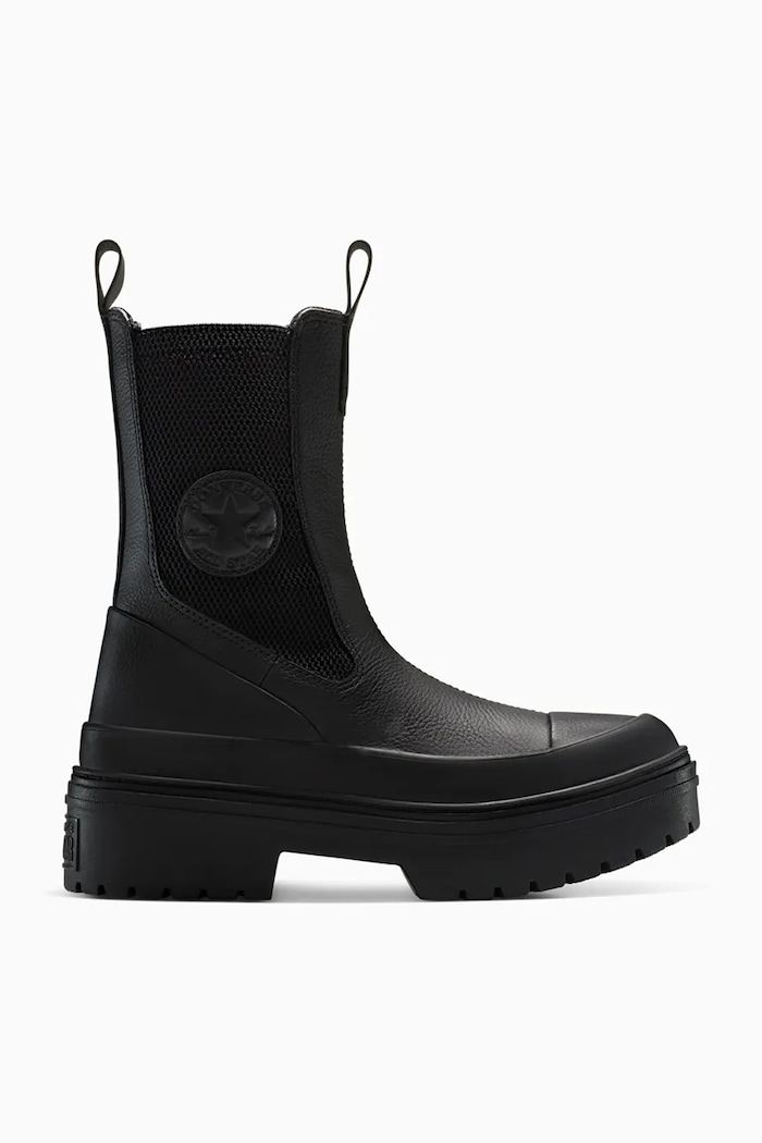 Kožené topánky chelsea Converse Chuck Taylor All Star Lugged Heel Nu usňová koža čierna A12985C