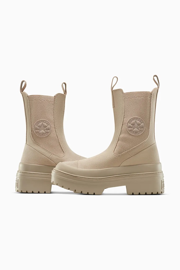 Converse sztyblety zamszowe Chuck Taylor All Star Lugged Heel Nu beżowy A14544C