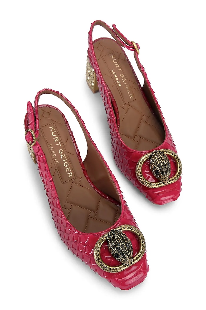 Usnjeni salonarji Kurt Geiger London Chelsea Block Slingback 3415058719 roza AW25