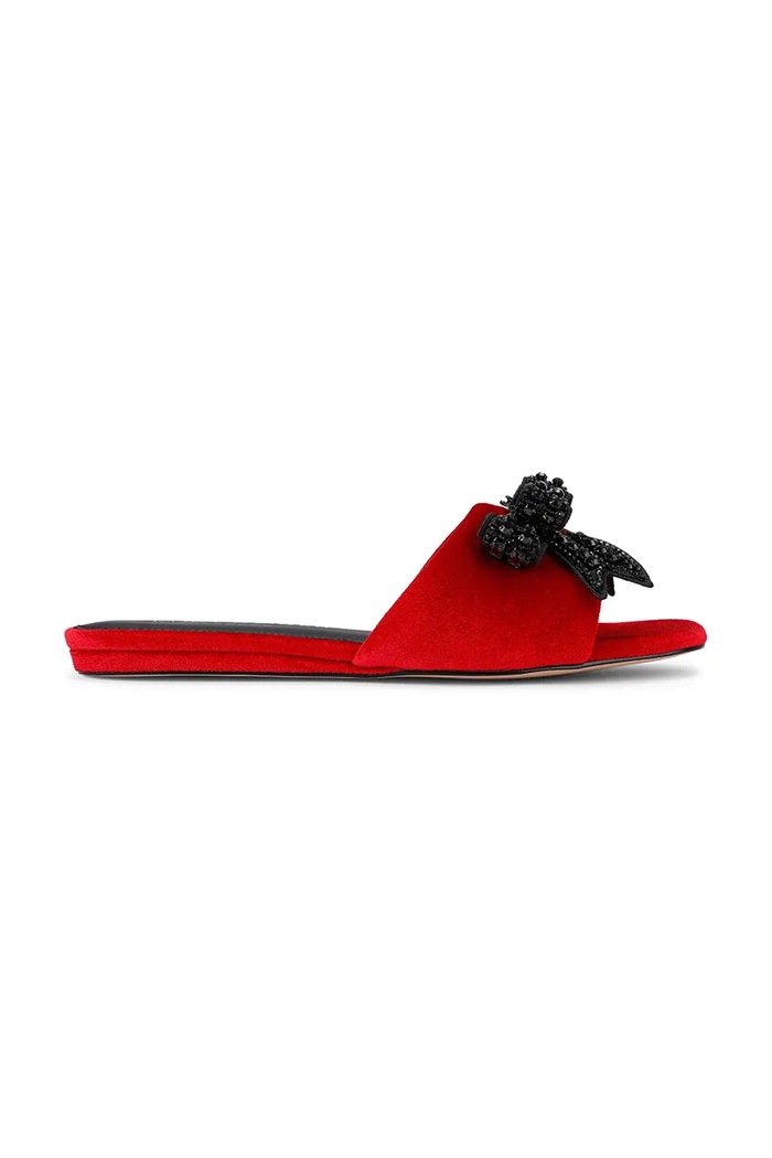 Šlapky Kurt Geiger London Kensington Bow Flat Sdl textilný červená 655750789