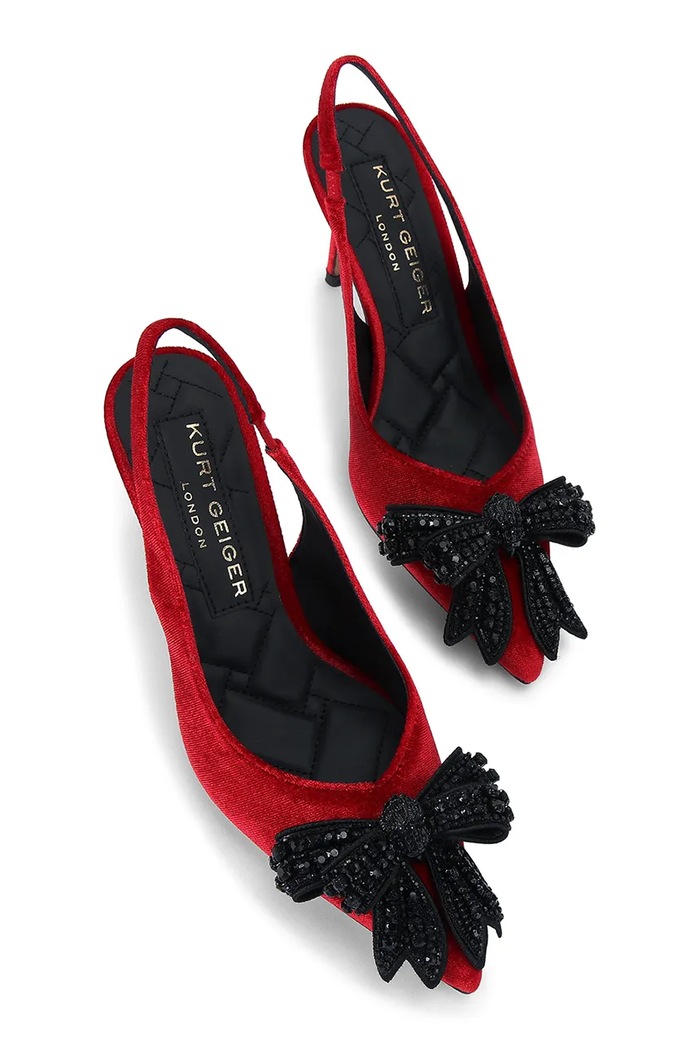 Kurt Geiger London szpilki Belgravia Bow High Sling 4984950789 czerwony AW25