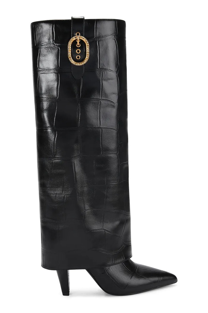 Kožené čižmy Kurt Geiger London Fold Over Tall Boot nezateplené čierna 5022300419