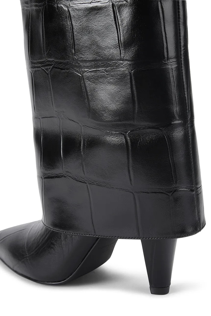 Kožené čižmy Kurt Geiger London Fold Over Tall Boot čierna 5022300419