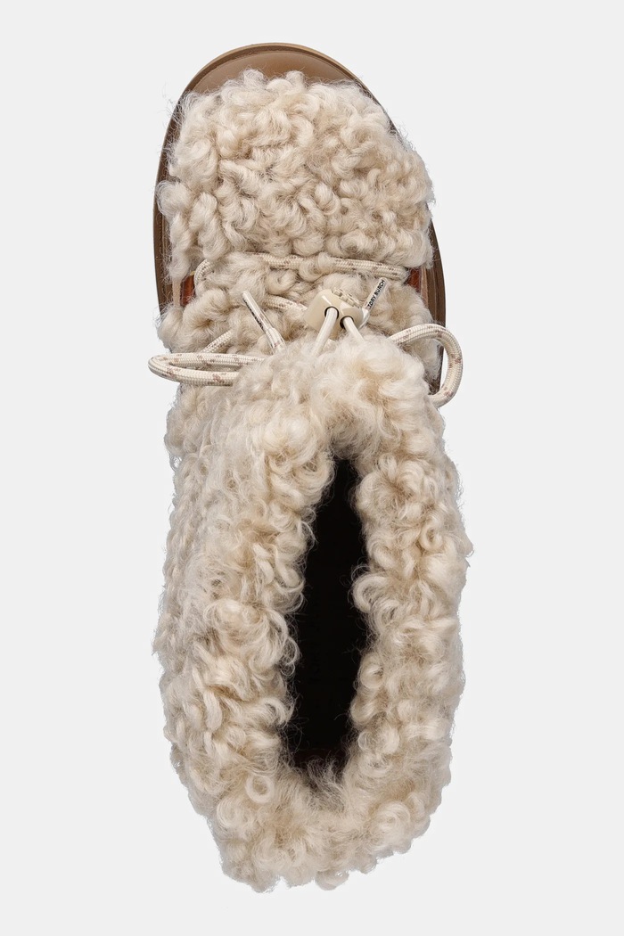 Snehule Tory Burch Mellow Shearling Lace Up Boot béžová 170577.200