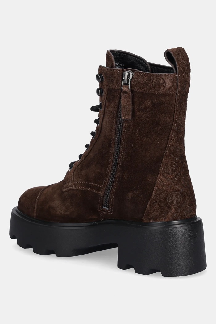 Încălțăminte Tory Burch Bocanci din piele întoarsă T Monogram Lug Ankle Boot 178110.200 maro