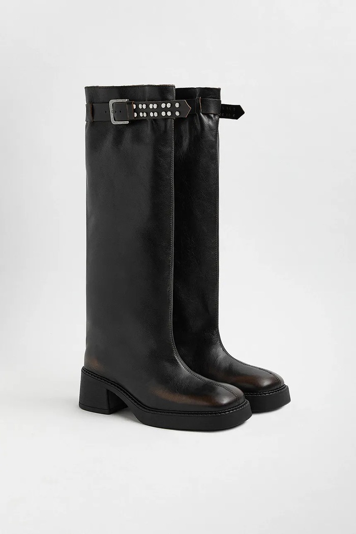 Miista kozaki skórzane Kristel E8.3995 brązowy AW25