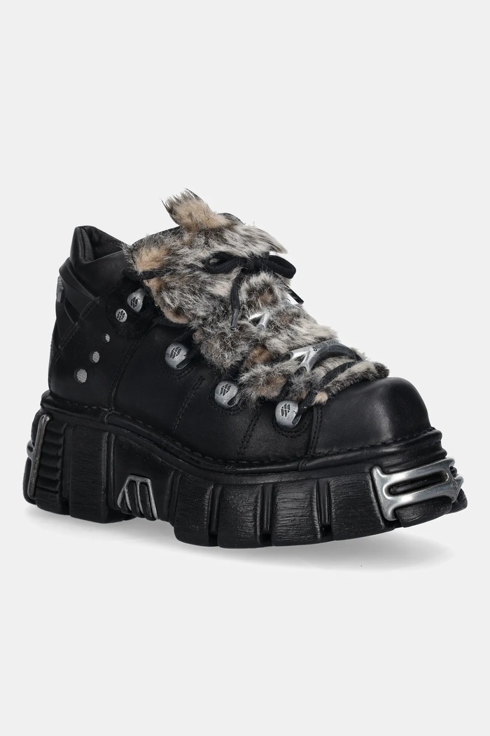 New Rock sneakersy skórzane M-106NPELO-C1 CRUST NEGRO pozostałe czarny M.106NPELO.C1
