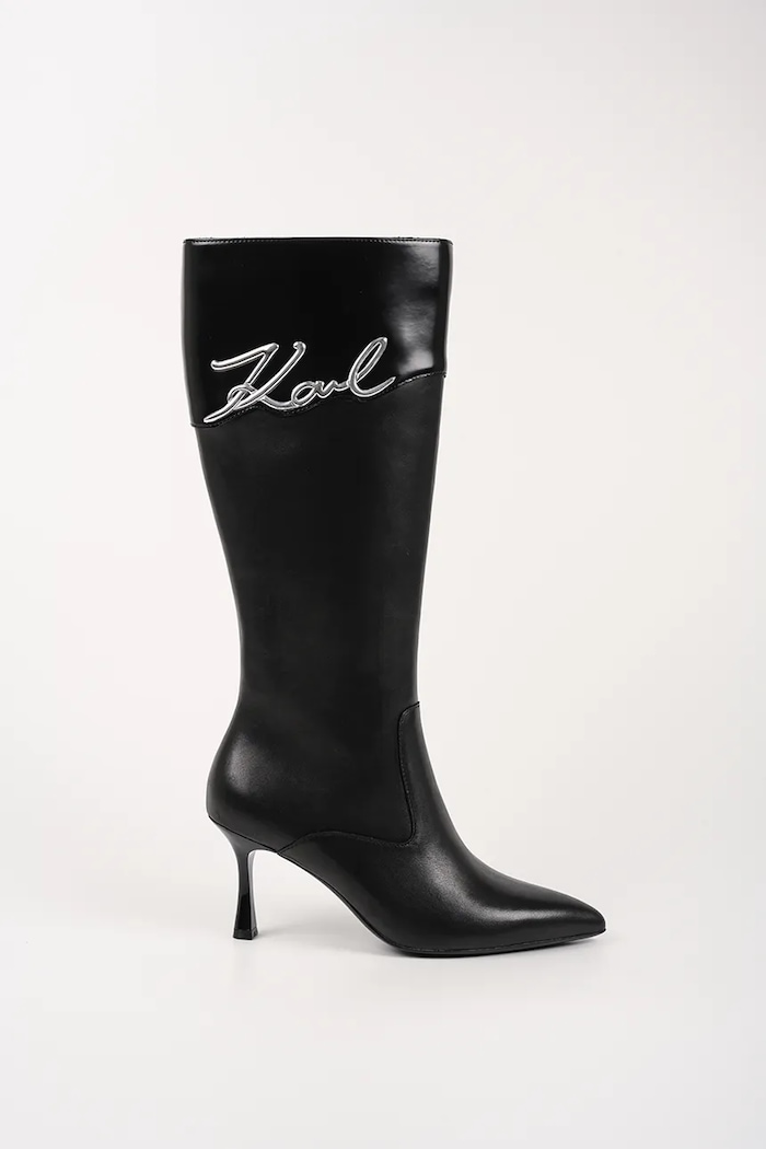 Vysoké čižmy Karl Lagerfeld SIENNA usňová koža čierna KL32775.000