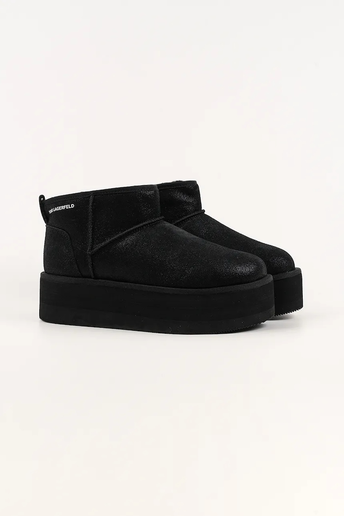 Karl Lagerfeld cizme de zapada din piele întoarsă THERMO KL48523.5S0 negru NC25