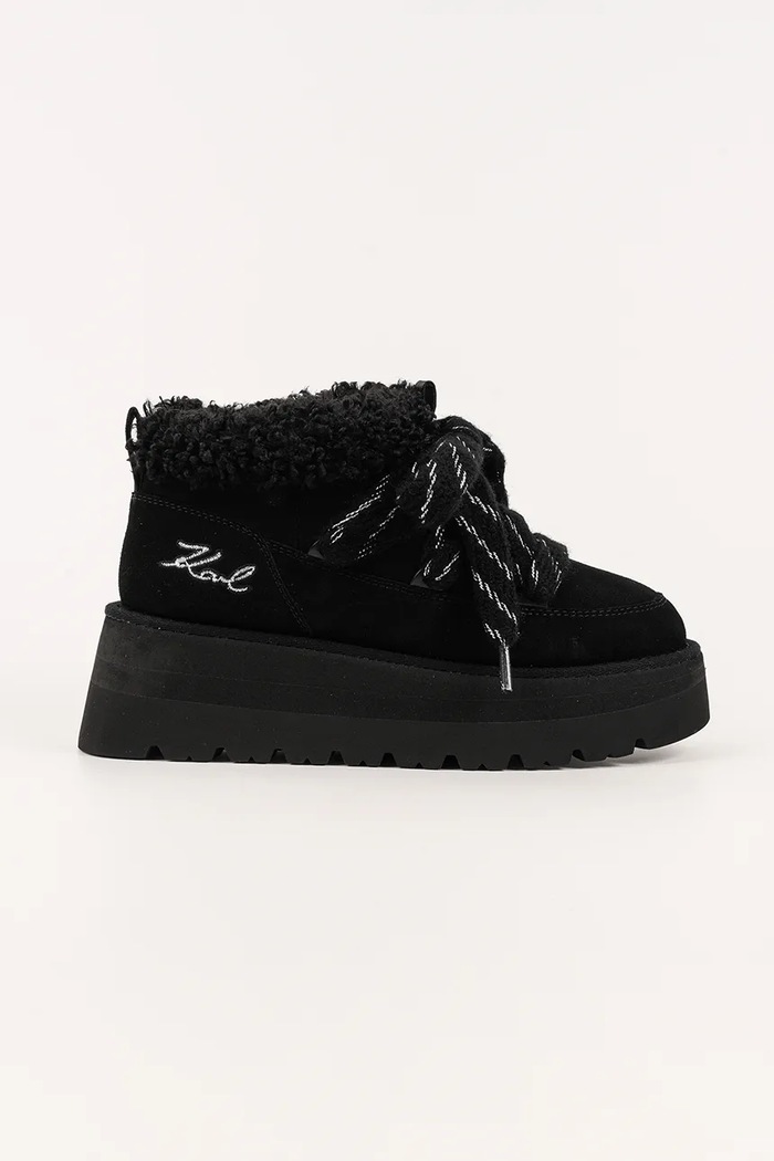 Μπότες χιονιού Karl Lagerfeld SKYLAR δέρμα σαμουά μαύρο KL48632.500