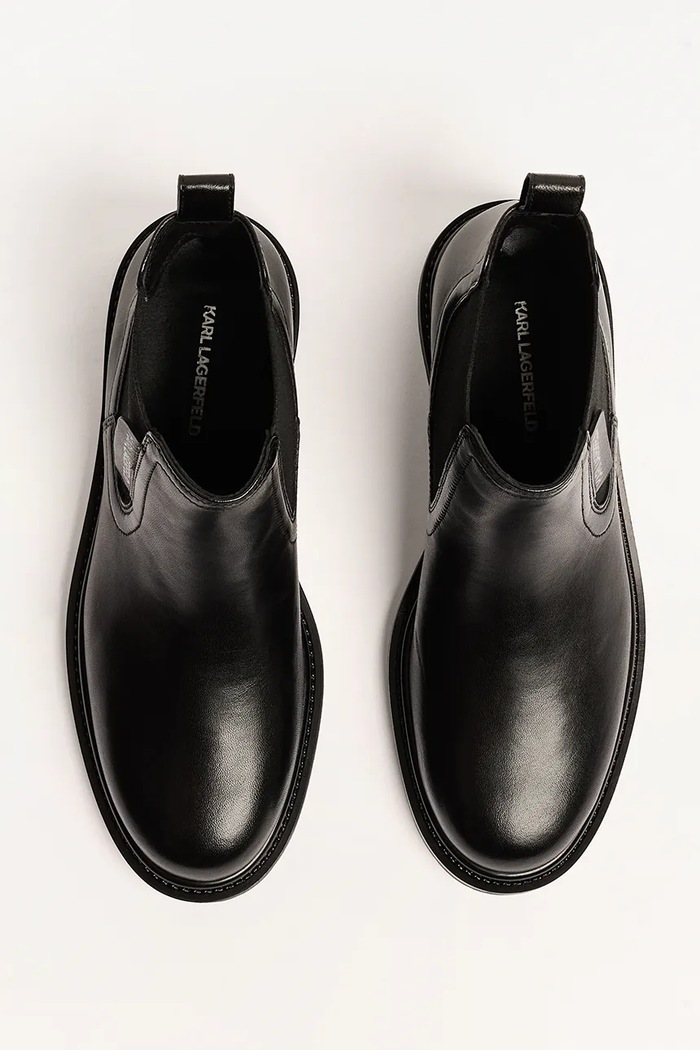 Kožené členkové topánky Karl Lagerfeld BINKY čierna KL47545.000