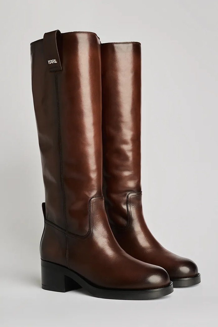 Kožené kozačky Karl Lagerfeld BROOKLYN KL41790W.044 hnědá AW25