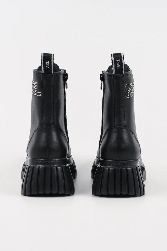 Boty Kožené kotníkové boty Karl Lagerfeld KREEPER WEDGE KL44475.000 černá