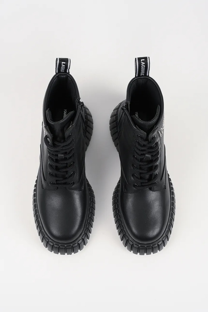 Kožené kotníkové boty Karl Lagerfeld KREEPER WEDGE černá KL44475.000