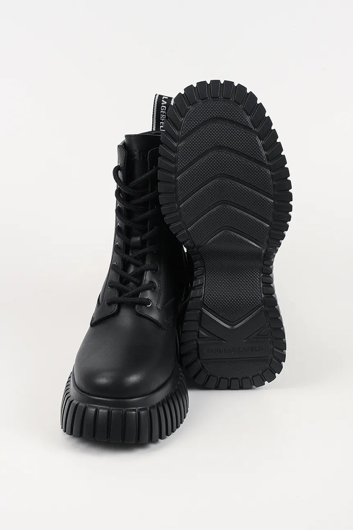 Kožené kotníkové boty Karl Lagerfeld KREEPER WEDGE KL44475.000 černá