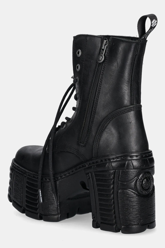 Obuwie New Rock botki skórzane CRUST NEGRO, TOWER MAX M.TM001.C2 czarny