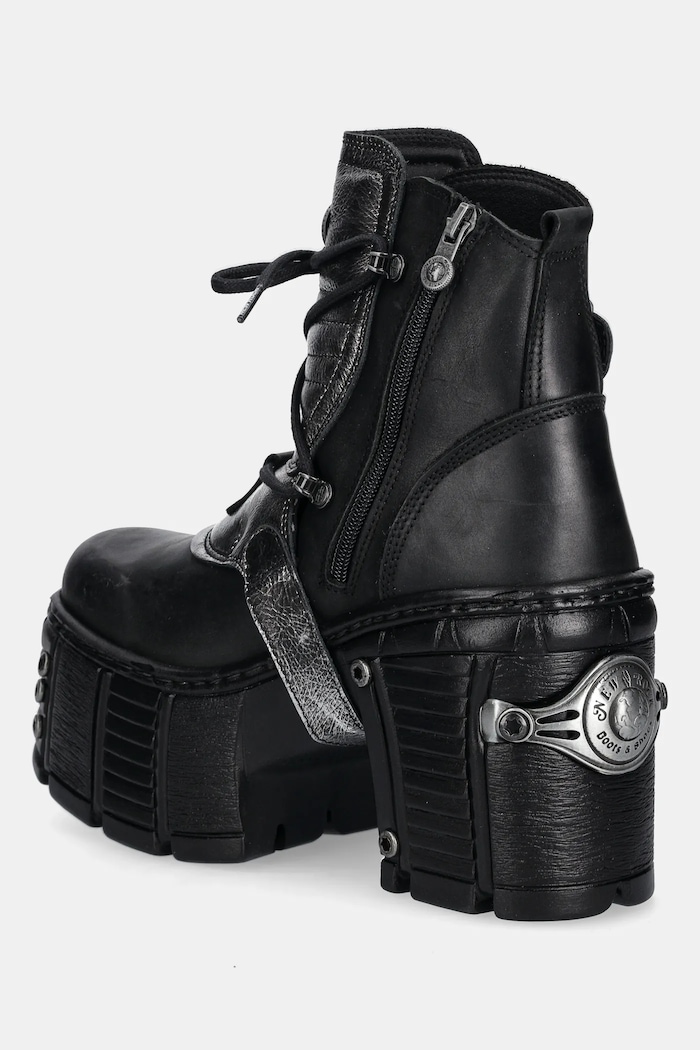 Obuwie New Rock botki skórzane ITALI NEGRO BOX PLANE M.TM004.C3 czarny
