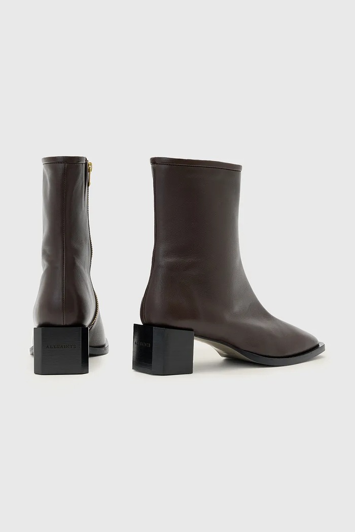 Boty Kožené kotníkové boty AllSaints Avril Boot W096FC hnědá
