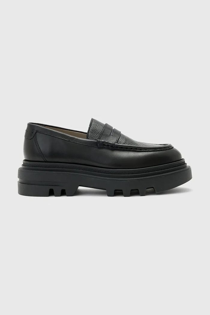 AllSaints mocasini de piele Beth Lthr Loafer plat negru W059FD