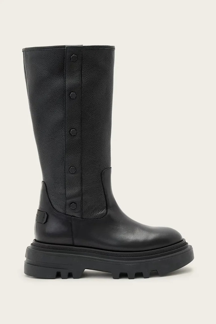 AllSaints kozaki skórzane Carina Boot słupek czarny W061FD