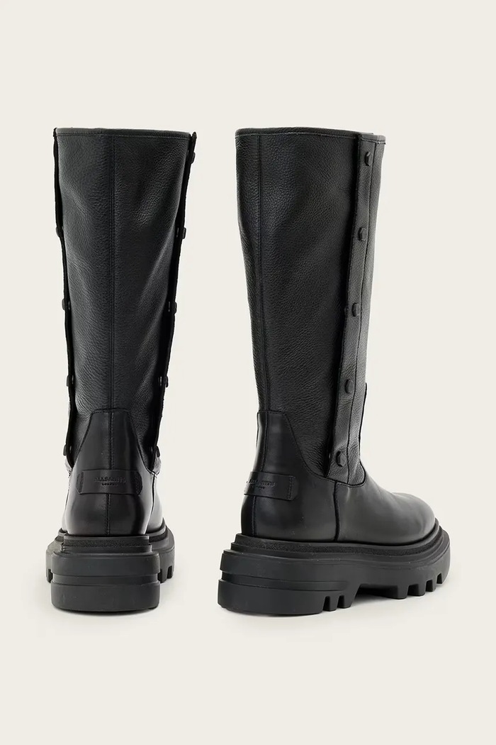 Obuwie AllSaints kozaki skórzane Carina Boot W061FD czarny