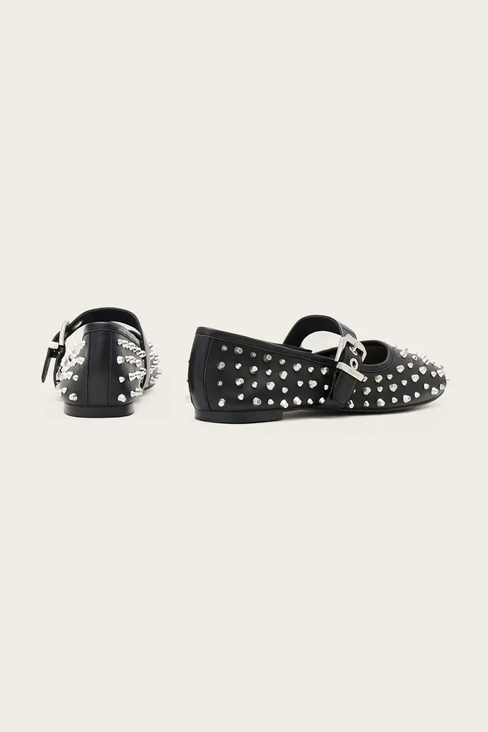 Obutev Usnjene balerinke AllSaints HOLLY STUD SHOE W040FD črna