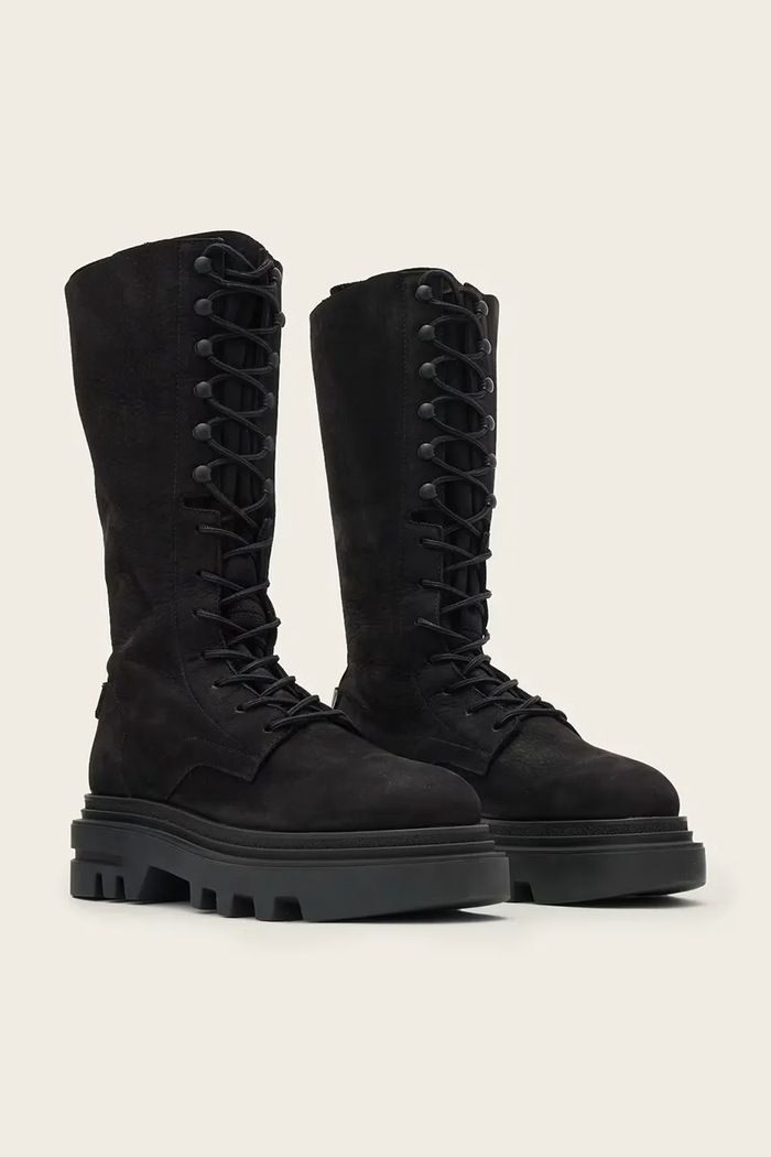 Gležanjače od nubuk kože AllSaints Jay Boot W062FD crna AW25