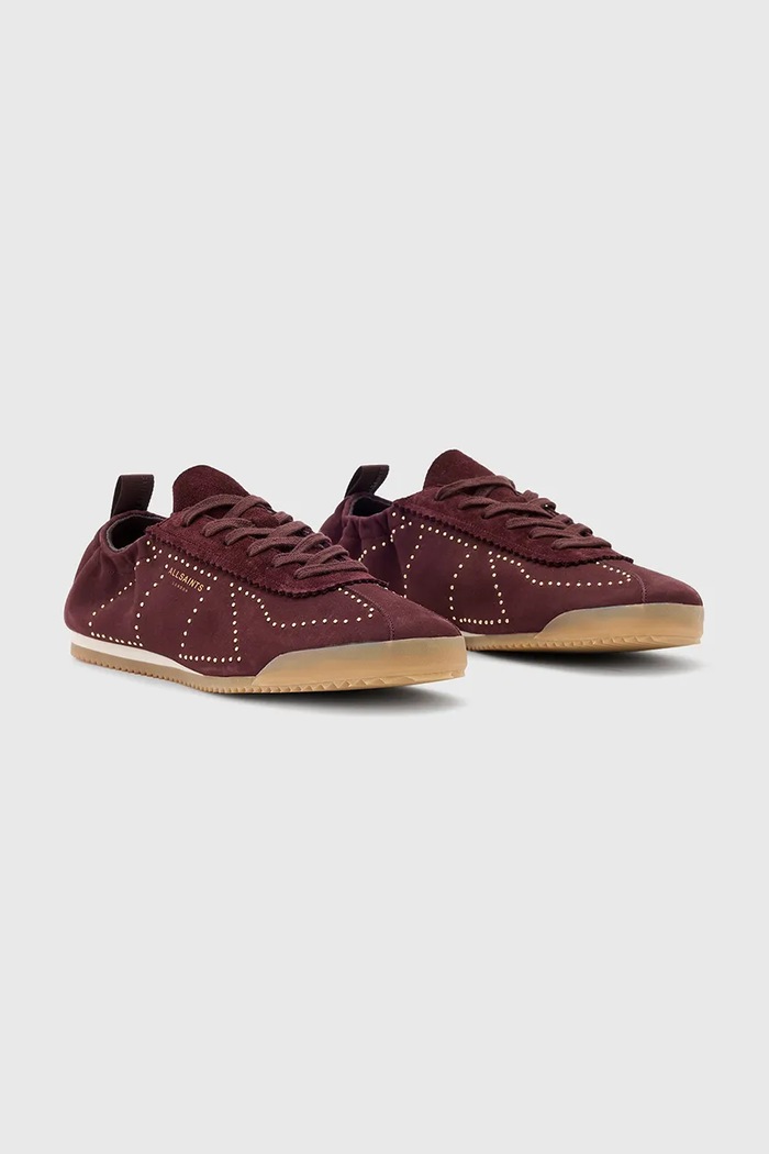 AllSaints Кожени маратонки AllSaints Kenny Stud Runner W056FD бордо AW25