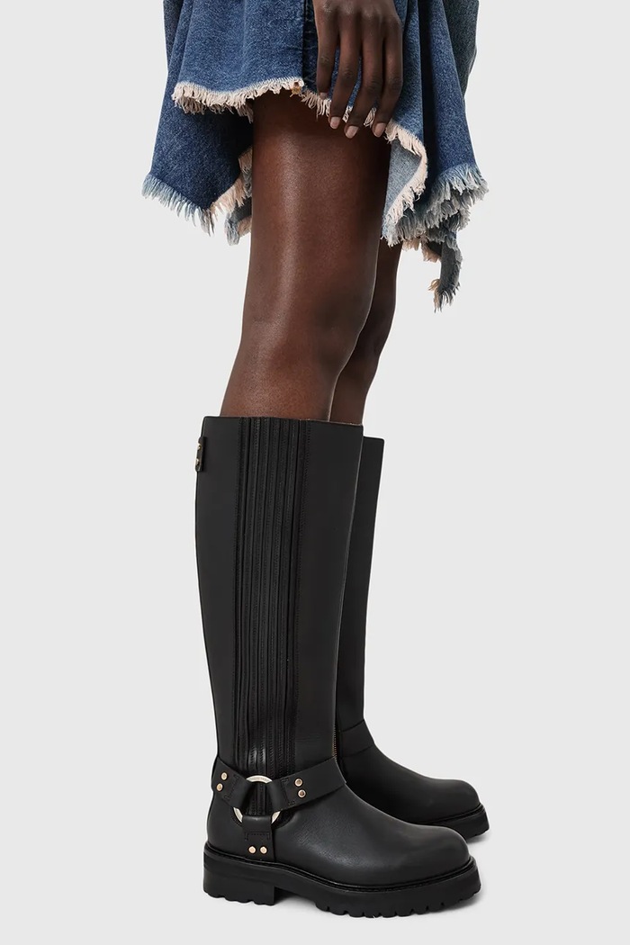 Δερμάτινες μπότες AllSaints MADDIE HIGH BOOT W185FB