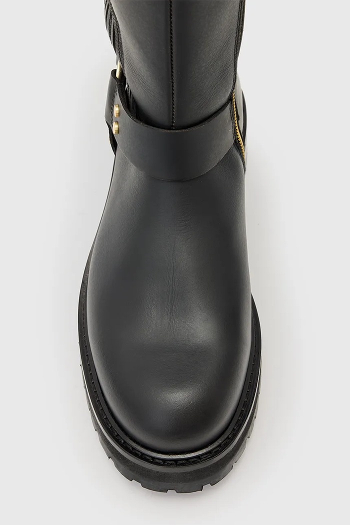 Δερμάτινες μπότες AllSaints MADDIE HIGH BOOT W185FB μαύρο