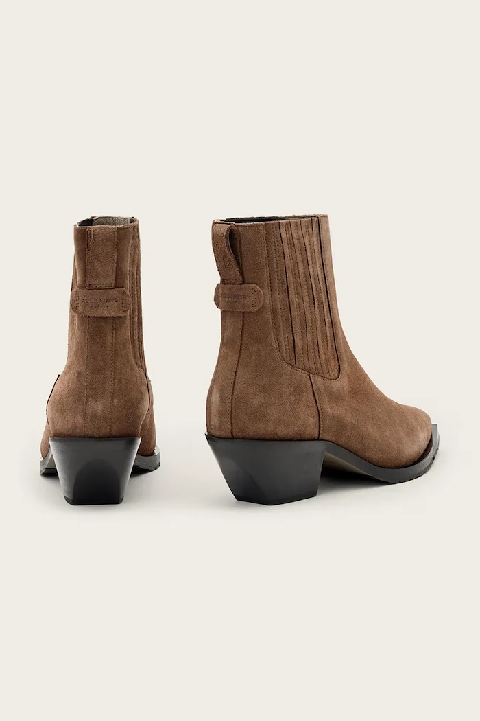 Obuća AllSaints Gležnjače od brušene kože AllSaints Marcie Suede Boot W018FD smeđa
