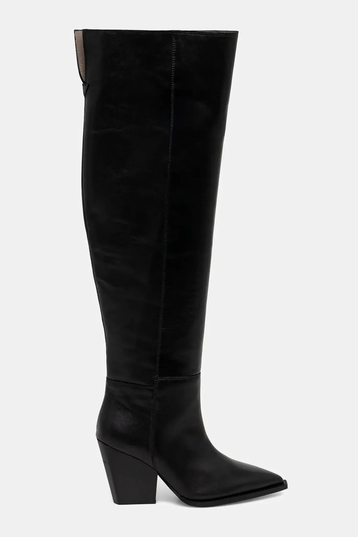 Kožené čižmy AllSaints Reina Zip Boot W024FD čierna AW25