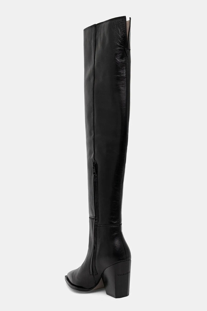 Obuv Kožené čižmy AllSaints Reina Zip Boot W024FD čierna