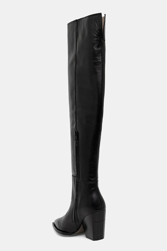 Obuv Kožené čižmy AllSaints Reina Zip Boot W024FD čierna