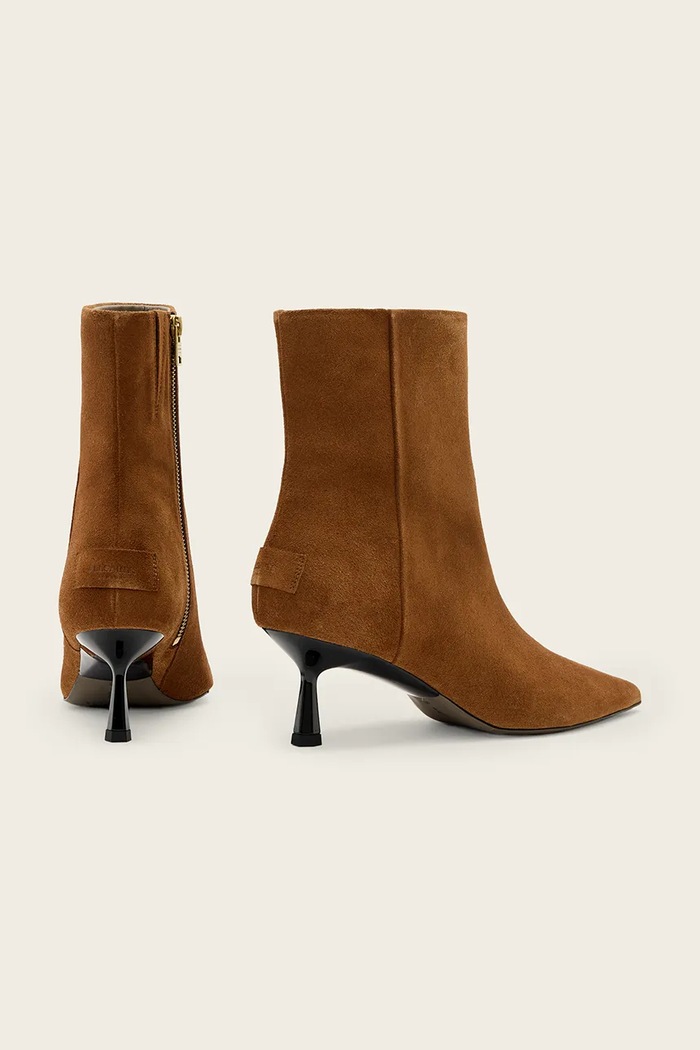 Obuća Gležnječe od brušene kože AllSaints Vivian Suede Boot W009FD smeđa
