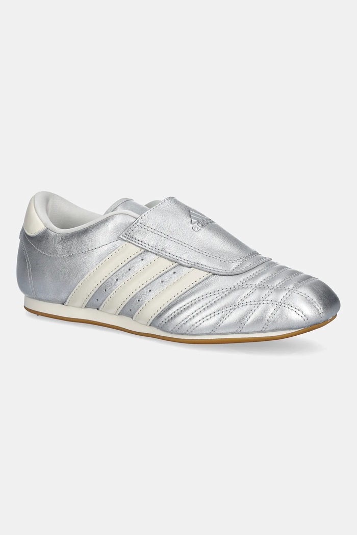 Kožené tenisky adidas Originals Teakwondo plochá strieborná JS4023