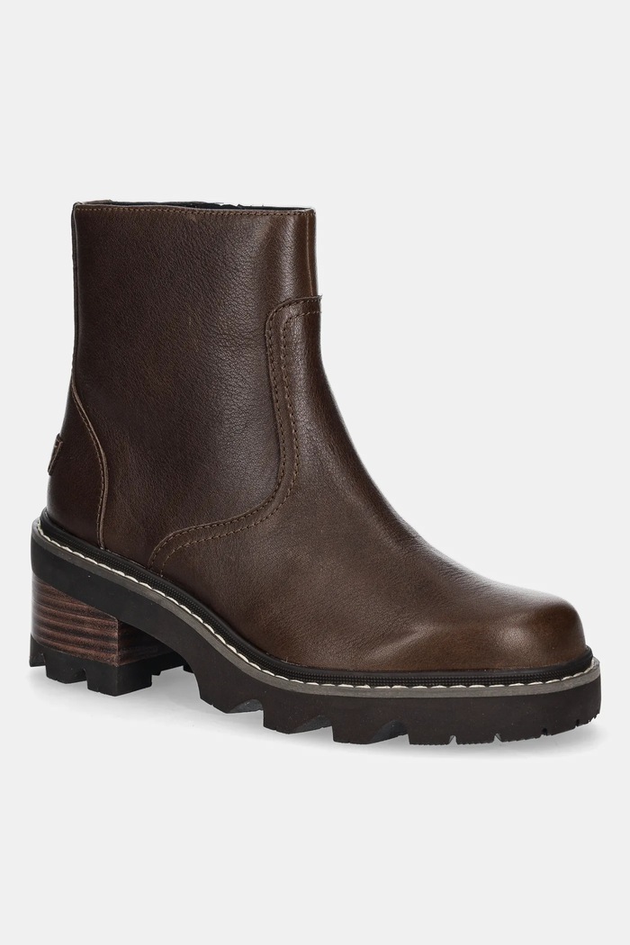 Kožené kotníkové boty Sorel JOAN NOW ZIP BOOTIE přírodní kůže hnědá 2138431256