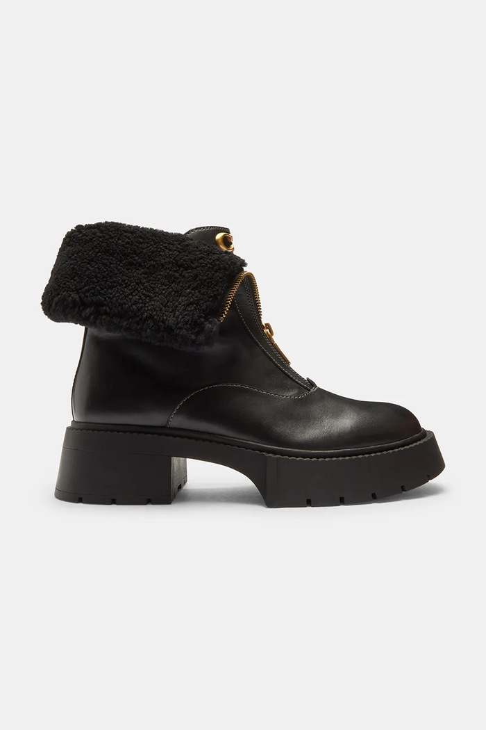 Gležnjače Coach Leah Platform zrnata koža crna CCH86.BLK