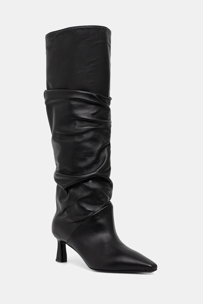 Кожени ботуши Pollini гладка кожа черен SA26115M0NTE0000