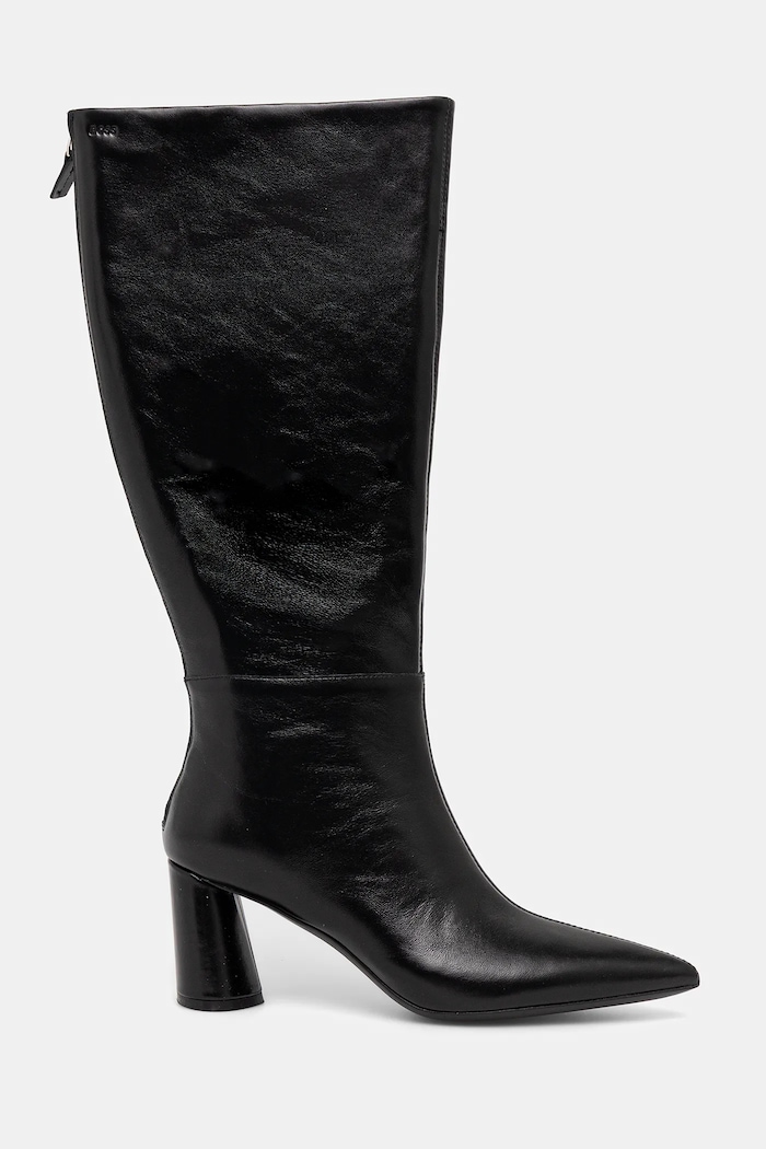 BOSS kozaki skórzane Gracey 50552785.001 czarny AW25